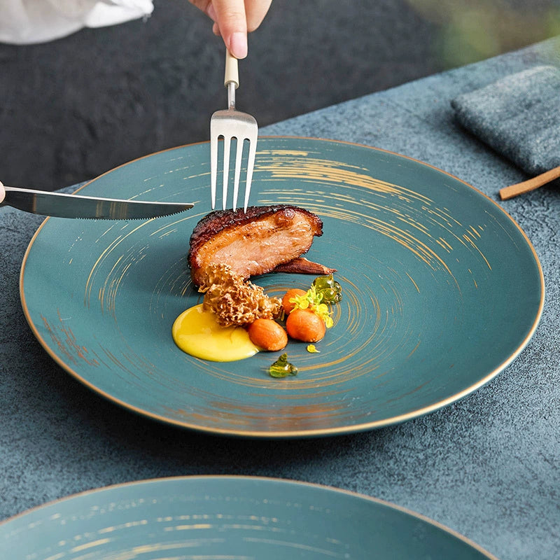 Artisanal shallow plate for modern dining