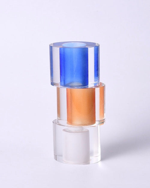 Artistic stacked glass vase for dining table or living room