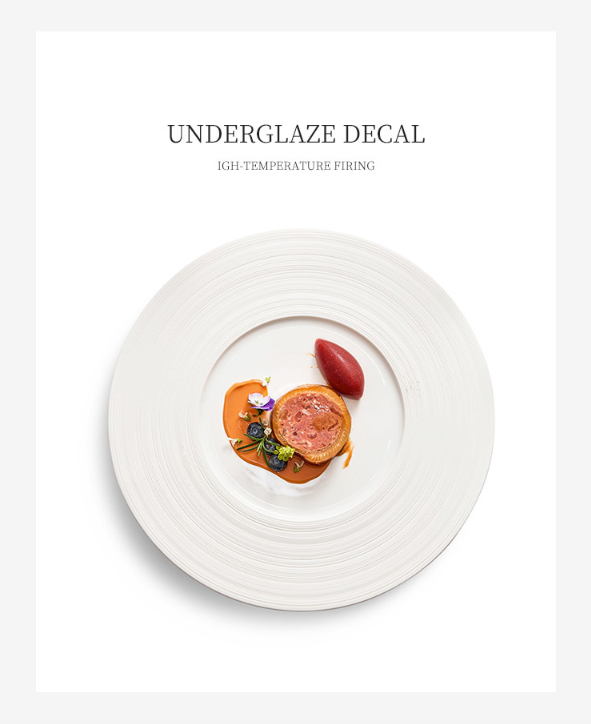 Artistic table setting with white brushed-edge plate