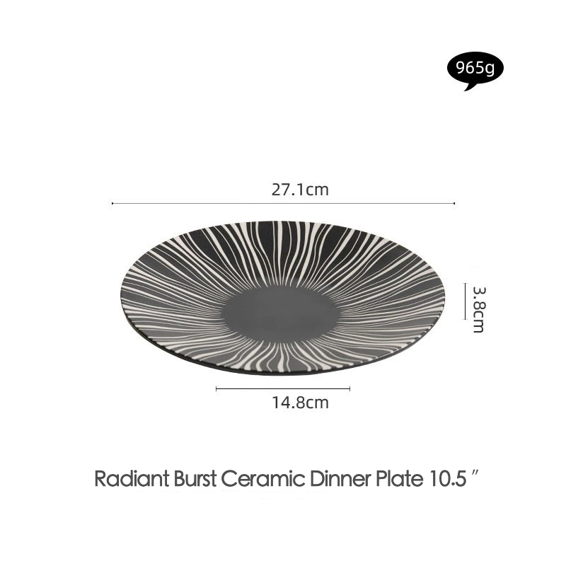 Black and white ceramic plates with modern graphic design