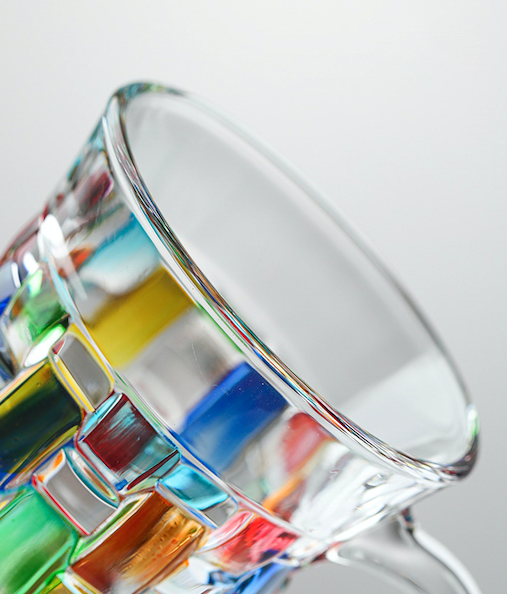 Borosilicate glass cup and saucer set with vintage charm