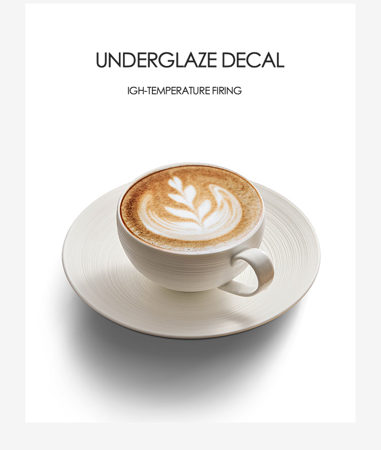 Brushed Porcelain Coffee Cup and Saucer Set – 200ml / 300ml | White Minimalist Tableware