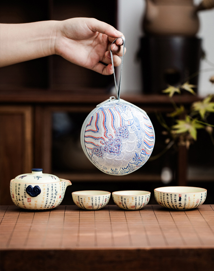 Calligraphy-inspired white porcelain teaware