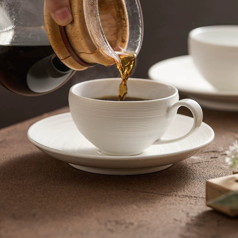Cappuccino served in modern porcelain cup