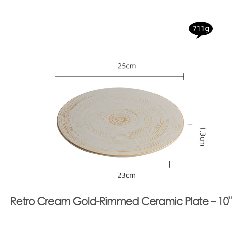Ceramic plate with soft curves and brushed finish