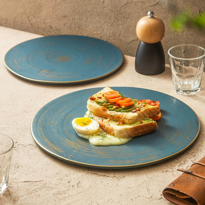 Ceramic serving plate with subtle rustic details
