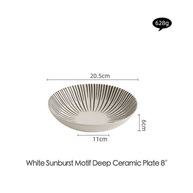 Close-up of sunburst pattern tableware