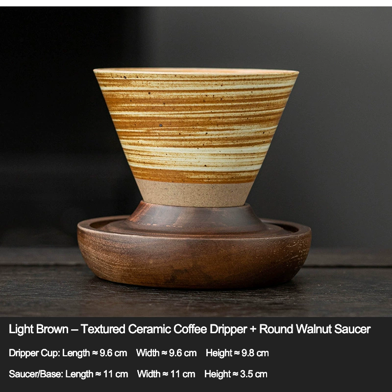 Coffee dripper set with natural wood base