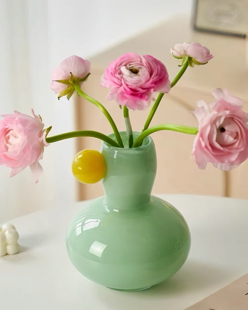Contemporary blown glass vase for living room or dining table