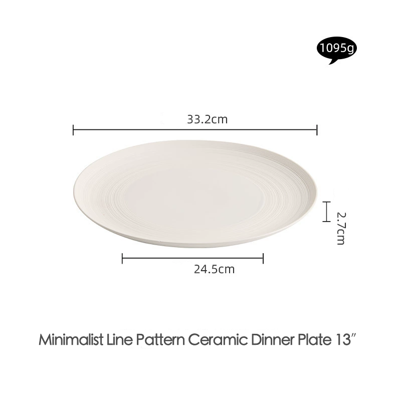 Creative flat ceramic plate on dark table setting