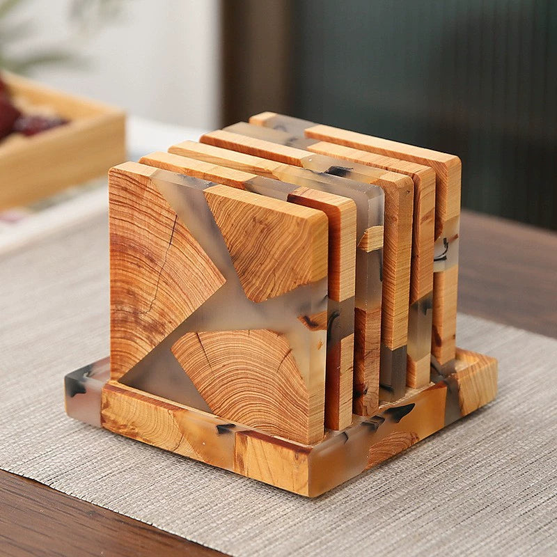 Eco-friendly tea cup coaster set round shape 6 pieces