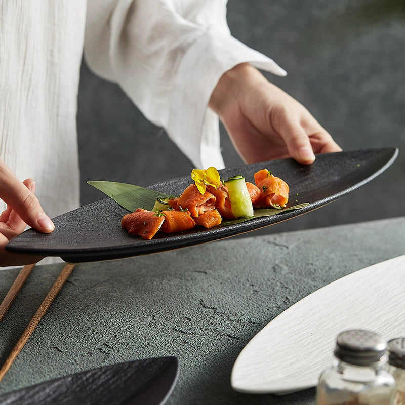 Elegant Japanese-style ceramic plate with matte finish