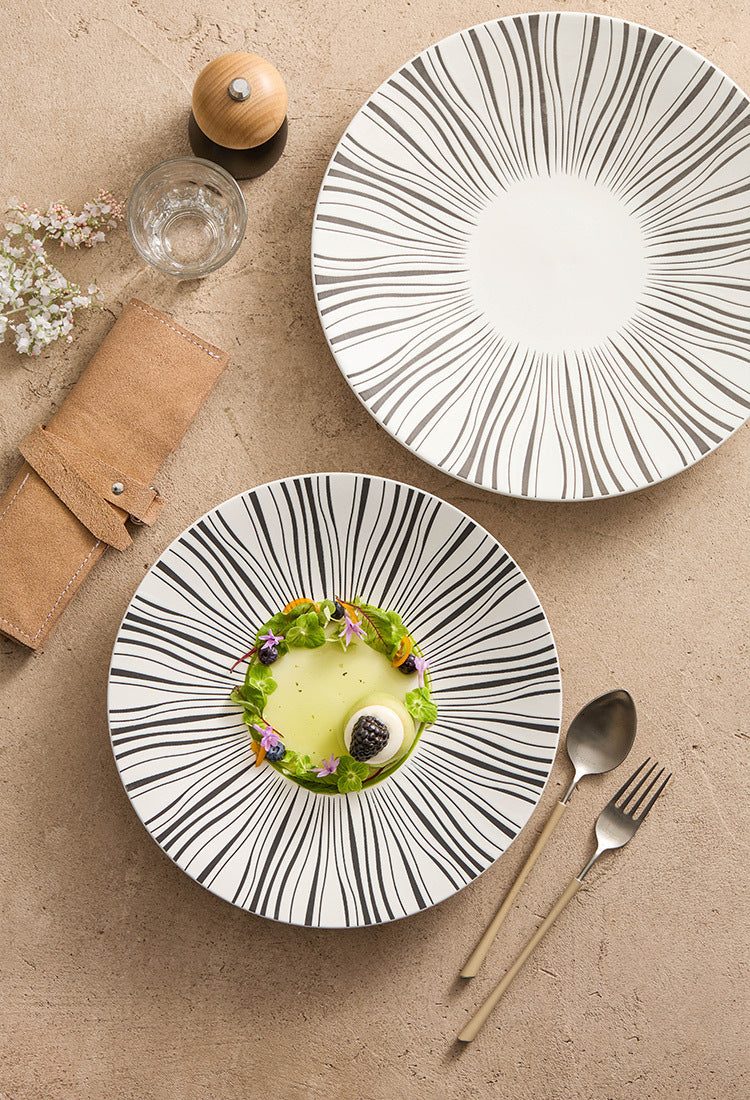 Elegant ceramic dish for pasta or plated desserts