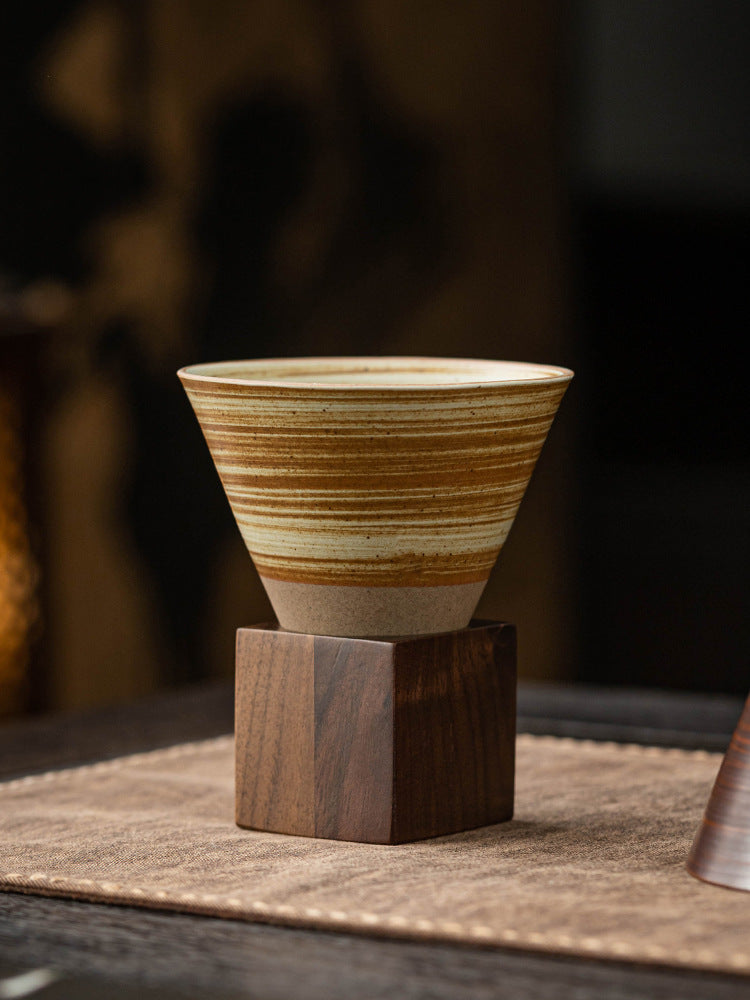 Elegant drinkware pairing ceramic with wood