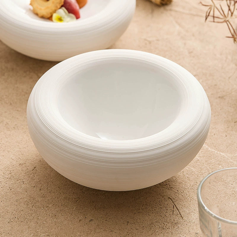 Elegant hotel-grade soup plate with artistic contours