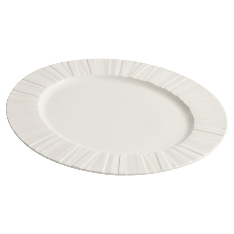 Elegant textured ceramic serving plate for fine dining