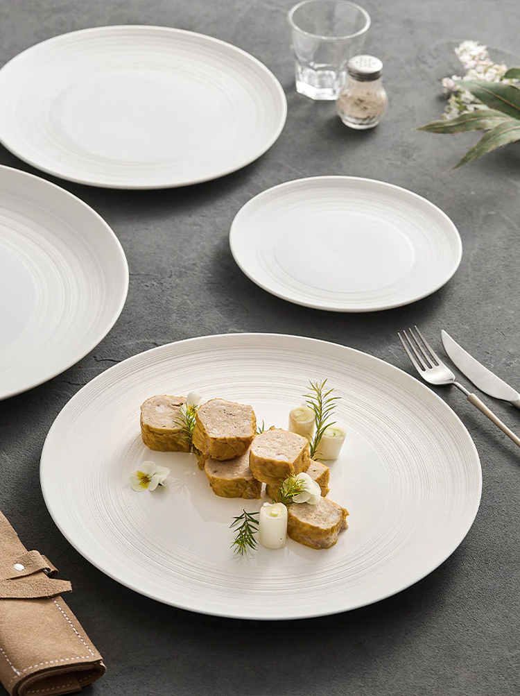 Fine ceramic tableware with minimalist aesthetics