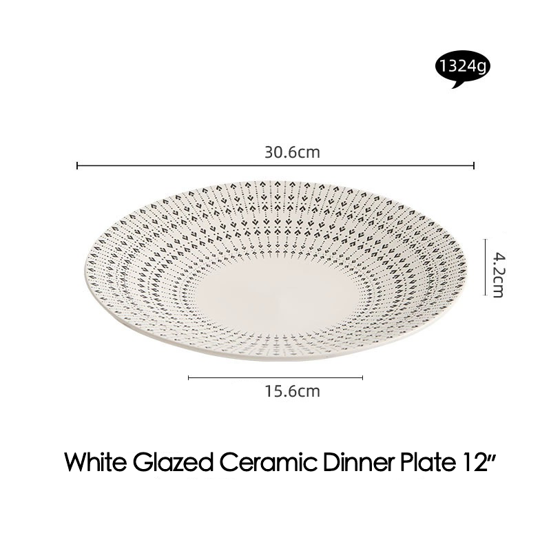 Flat dinner plate with embossed heart motifs