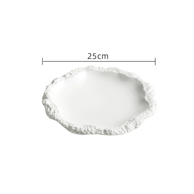 Flat plate with natural rock aesthetic for home or hotel