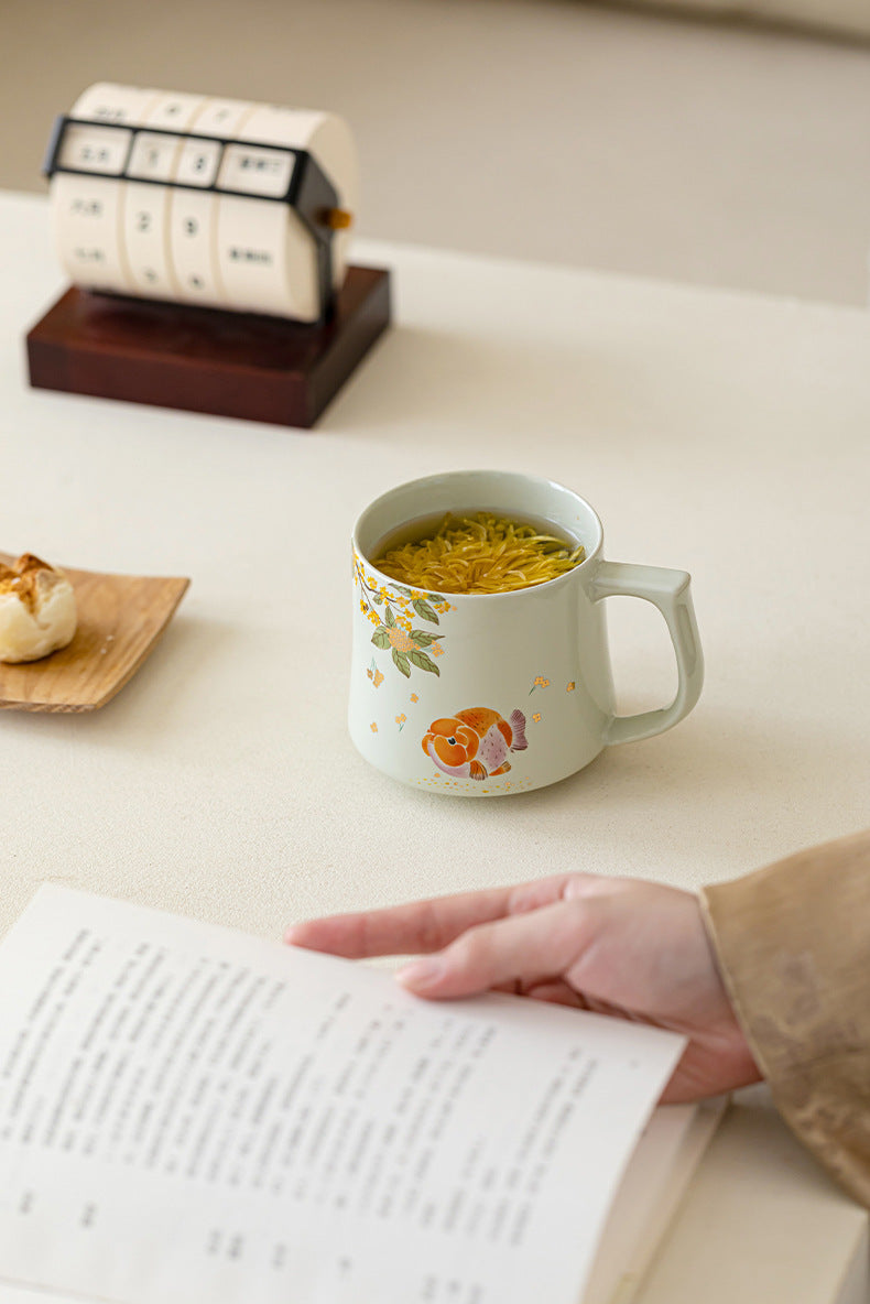 Goldfish porcelain mug — calm beauty in everyday life