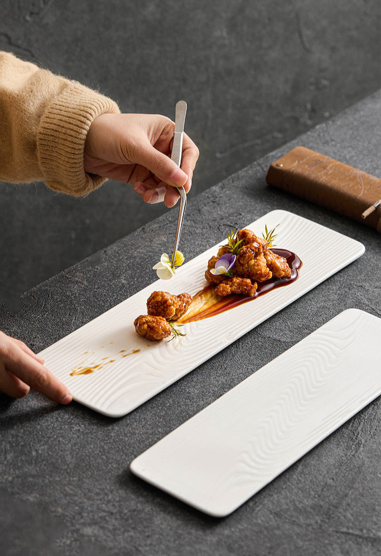 Handmade-style ceramic serving tray