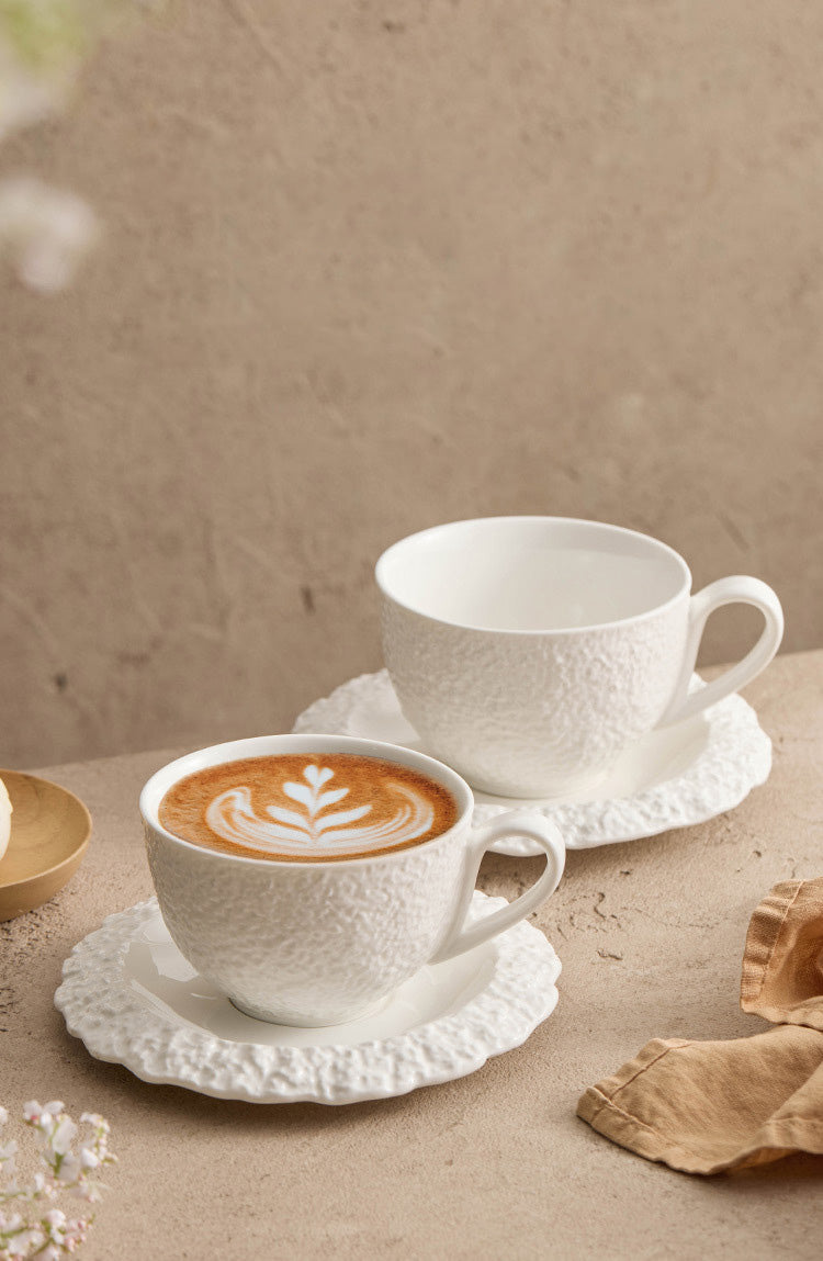 High-end ceramic cup and saucer set for modern minimalist kitchens
