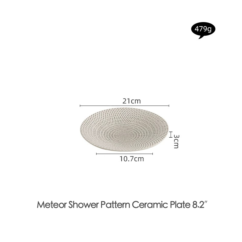 High-grade white dinner plate with spiral line texture