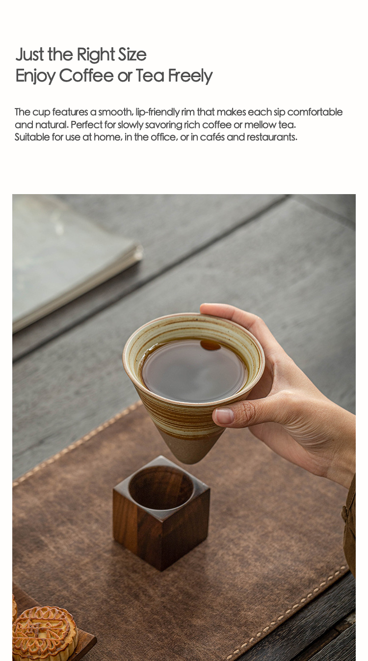 Home café setting with ceramic pour-over inspired cup