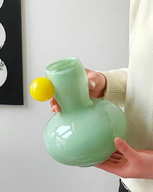 Jelly bean inspired glass vase handmade for decorative display