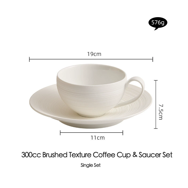 Latte art in handcrafted porcelain coffee cup