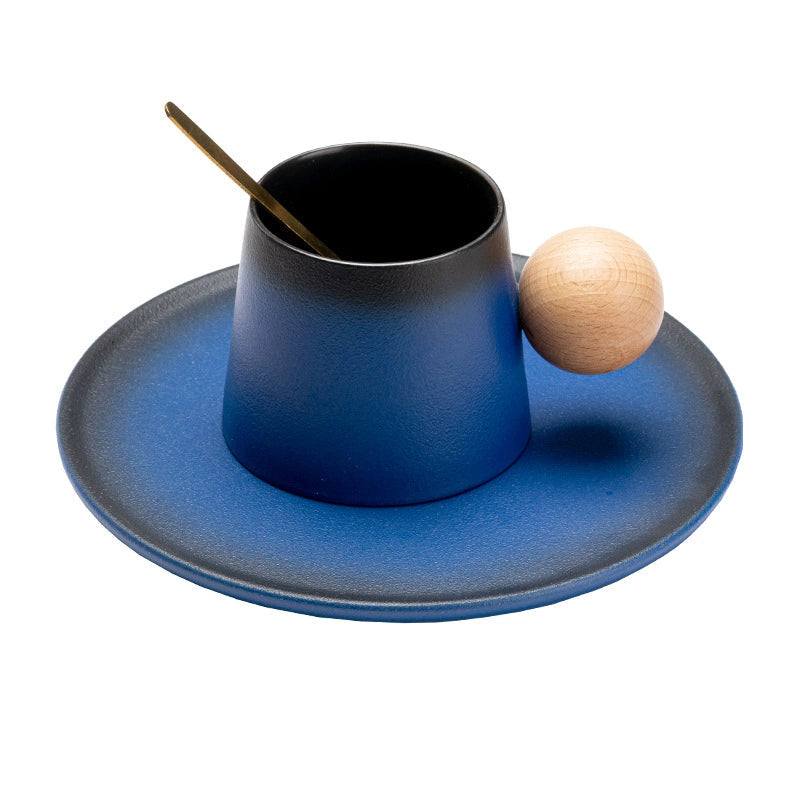 Latte served in Jupiter-themed ceramic cup