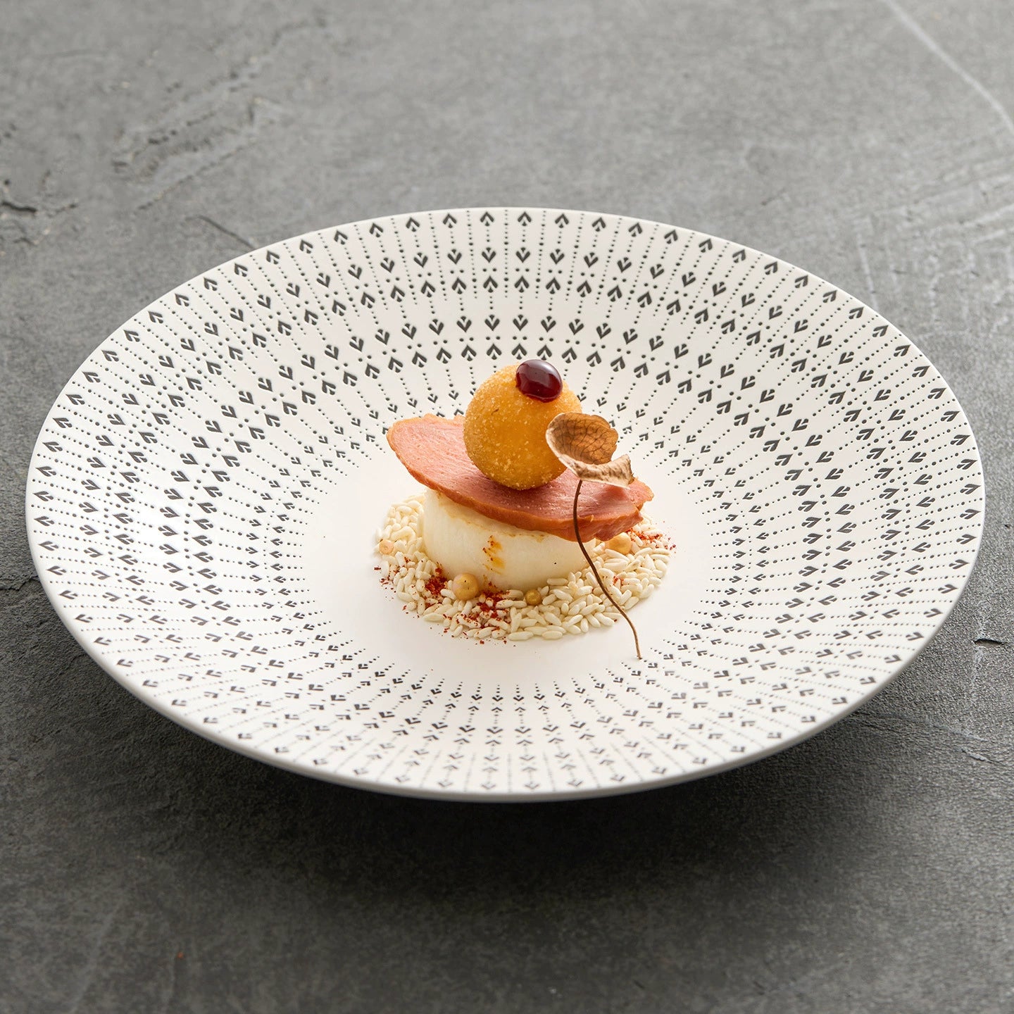 Luxury ceramic dish for fine dining presentation