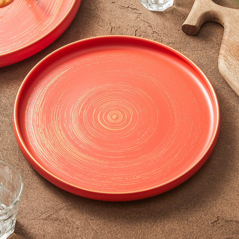 Matte-glazed flat plate with softly elevated edges