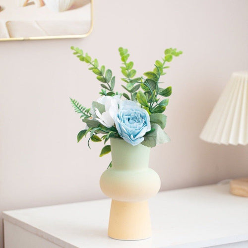 Matte finish ceramic vase with contemporary gradient design