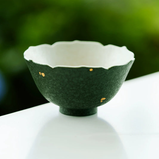 Matte glaze green ceramic tea cup handmade
