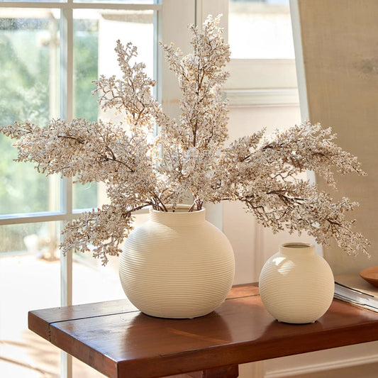 Matte white pottery vase for modern interior styling