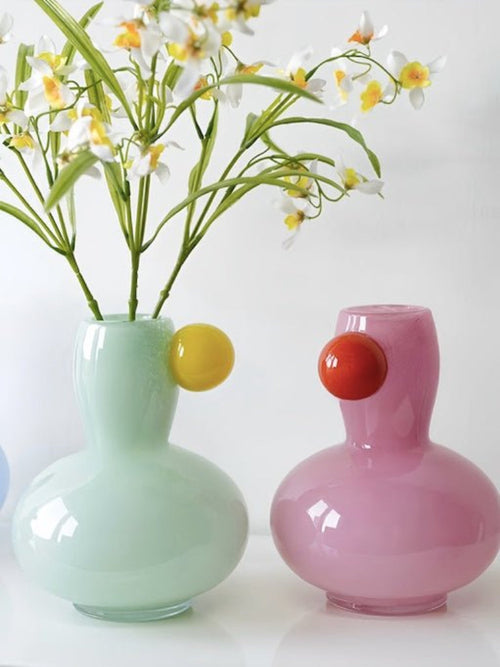 Minimalist artistic vase crafted from handblown glass