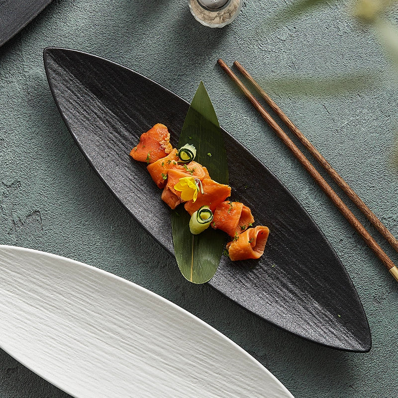 Minimalist ceramic appetizer plate with organic contours