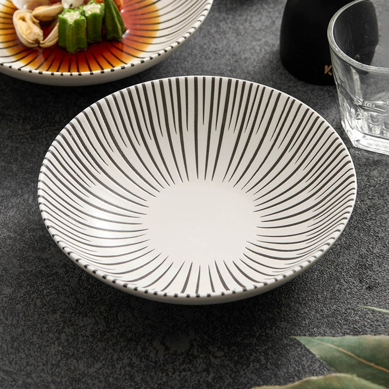 Minimalist ceramic bowl-style plate for dining