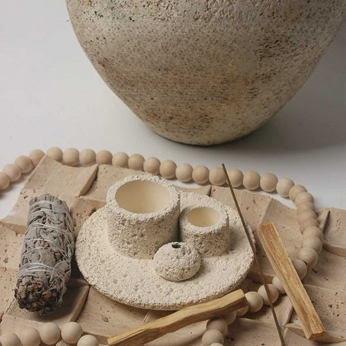 Minimalist multifunctional burner with three slots for home rituals