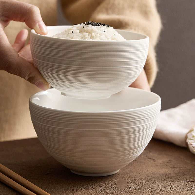 Modern Japanese-style white ceramic bowl
