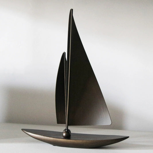 Modern abstract sailboat sculpture ornament