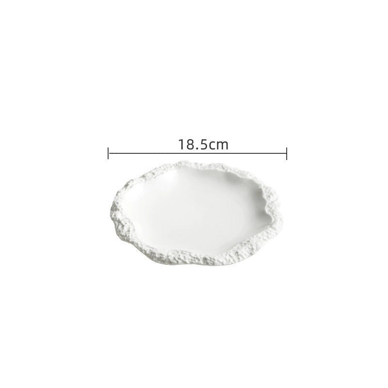 Modern hotel tableware ceramic plate with irregular edge