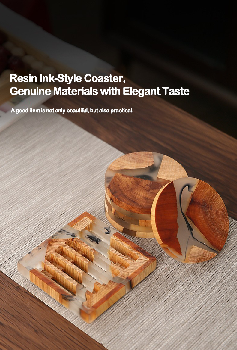 Natural pine wood resin coaster with smooth finish