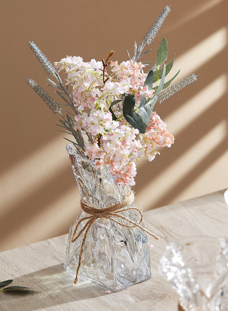 Nordic art-style vase on wooden table