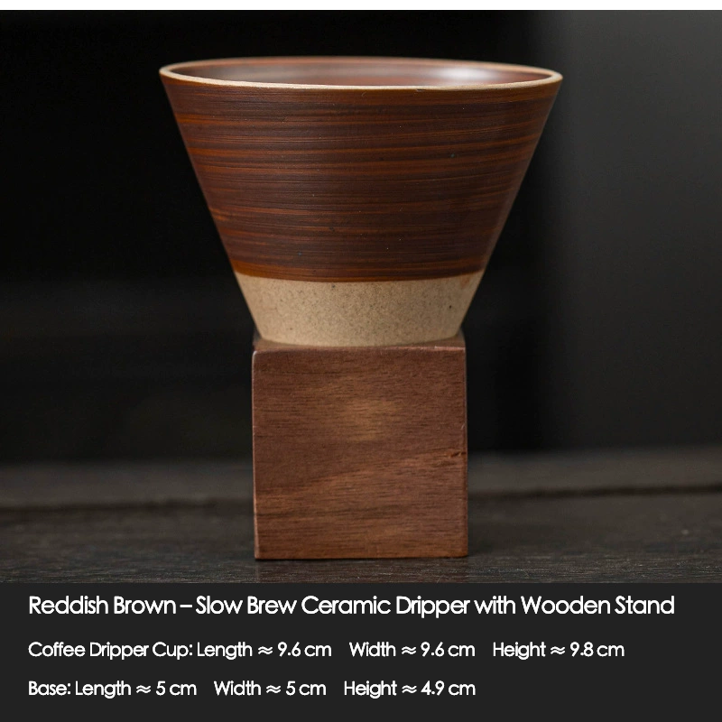 Smooth rim ceramic mug placed on wooden block