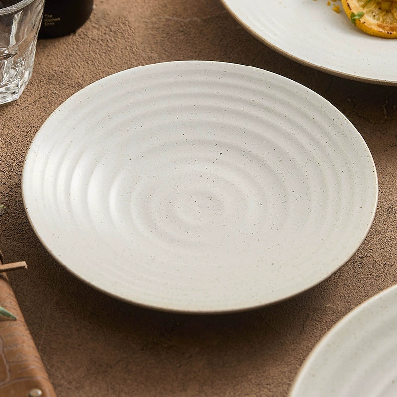 Speckled stoneware plate for Western and Asian cuisine