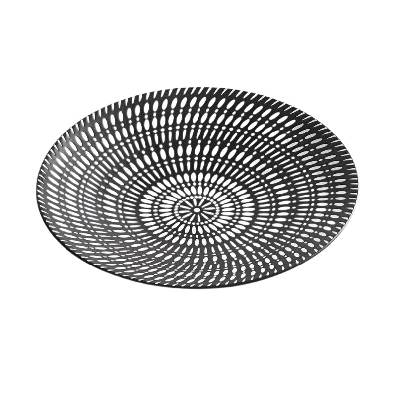 Stack of black-and-white luxury plates for modern tableware styling