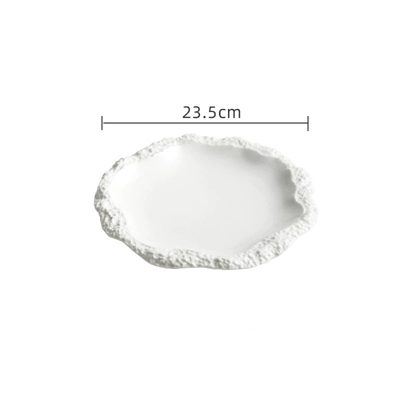 Stone ripple ceramic dish plate for salads or starters