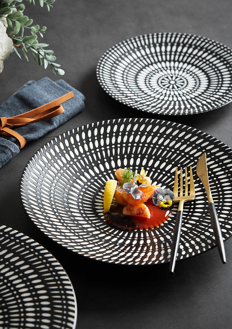 Three sizes of modern ceramic plates: 21cm, 27.8cm, and 31.5cm